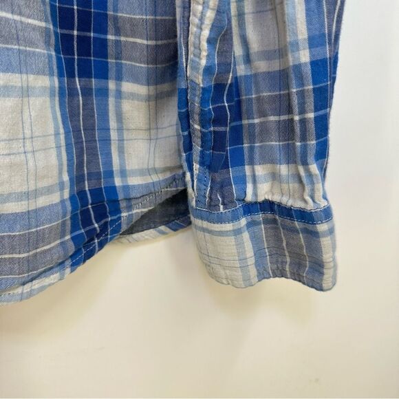 Lucky Brand Mens' Size. XL Blue and White Plaid L/S Button Down Shirt - Picture 3 of 9